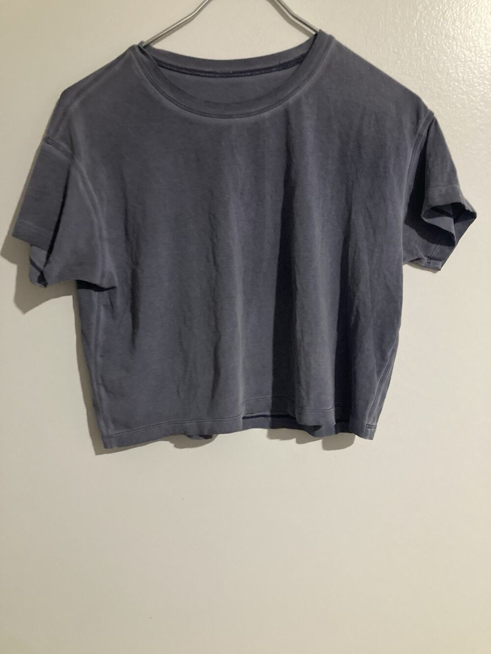 Lululemon Cates Tee Shirt Relaxed Fit Cropped Pima Cotton Blue No sizing Tag